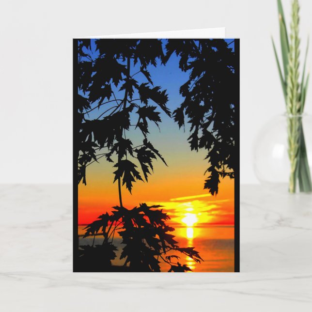 Sjö Wbollago Sunset tänker på dig Kort (Framsida)