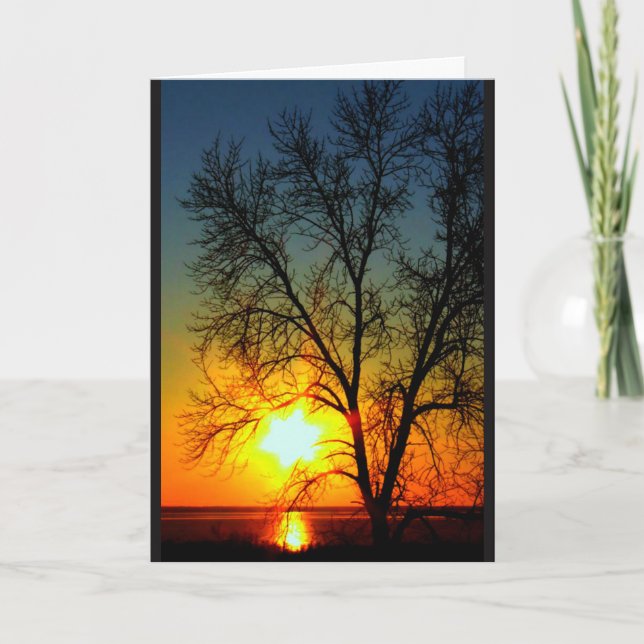 Sjö Wbollago Sunset tänker på dig Kort (Framsida)