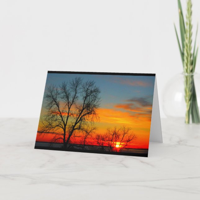 Sjö Wbollago Sunset tänker på dig Kort (Framsida)