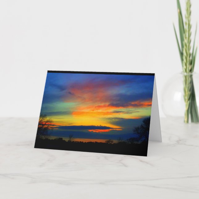 Sjö Wbollago Sunset tänker på dig Kort (Framsida)