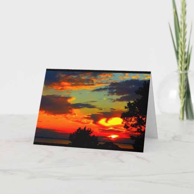 Sjö Wbollago Sunset tänker på dig Kort (Framsida)