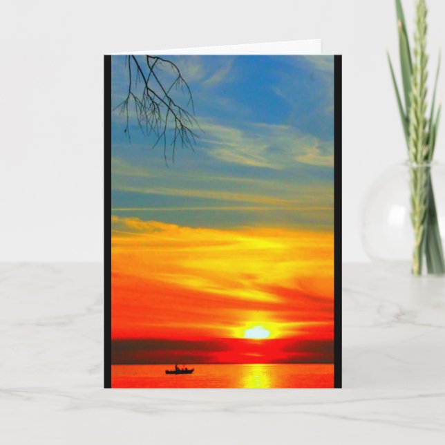 Sjö Wbollago Sunset tänker på dig Kort (Framsida)