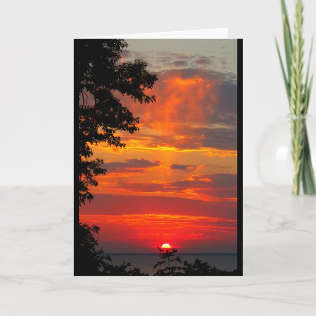 Sjö Wbollago Sunset tänker på dig Kort (Framsida)