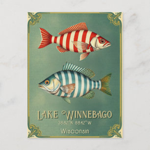 Sjö Wbollago Wisconsin USA-fiskvykort Vykort