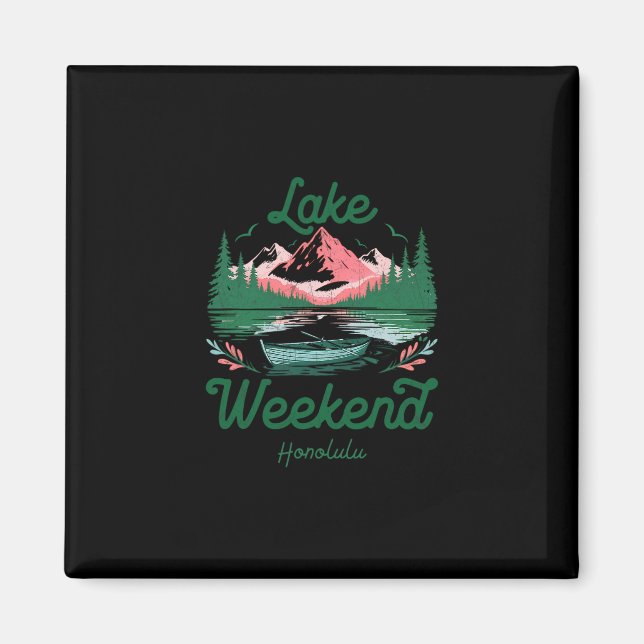 Sjö Weekend Semester Resa Honolulu Hawaii  Magnet (Framsidan)