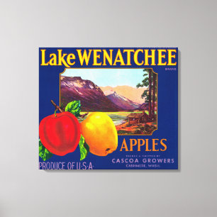 Sjö Wenatchee Apple Label (blå) - Cashmere, WA Canvastryck