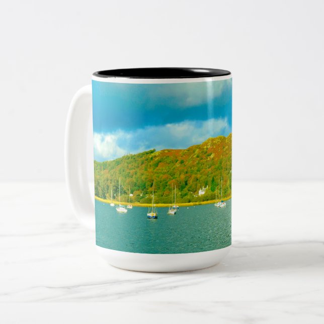 Sjö Windermere-yachter i Cumbria Två-Tonad Mugg (Framsida vänster)