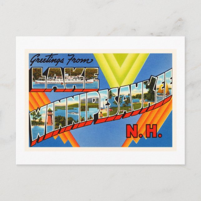 Sjö Winnipesaukee #2 New Hampshire NH Old Travel Vykort (Framsida)