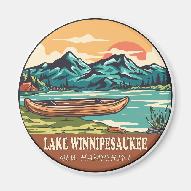 Sjö Winnipesaukee Boating Fishemblem Magnet (Framsidan)