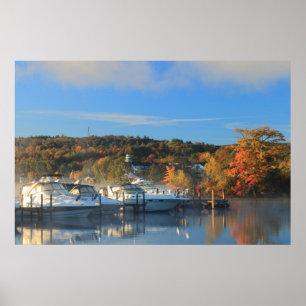 Sjö Winnipesaukee Meredith Marina Autumn Poster