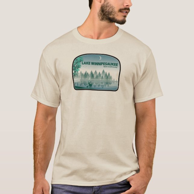 Sjö Winnipesaukee New Hampshire Hjort T Shirt (Framsida)