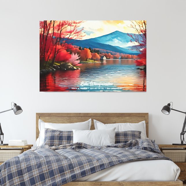 Sjö Winnipesaukee New Hampshire Home Wall Decor Canvastryck (Insitu (sovrum))