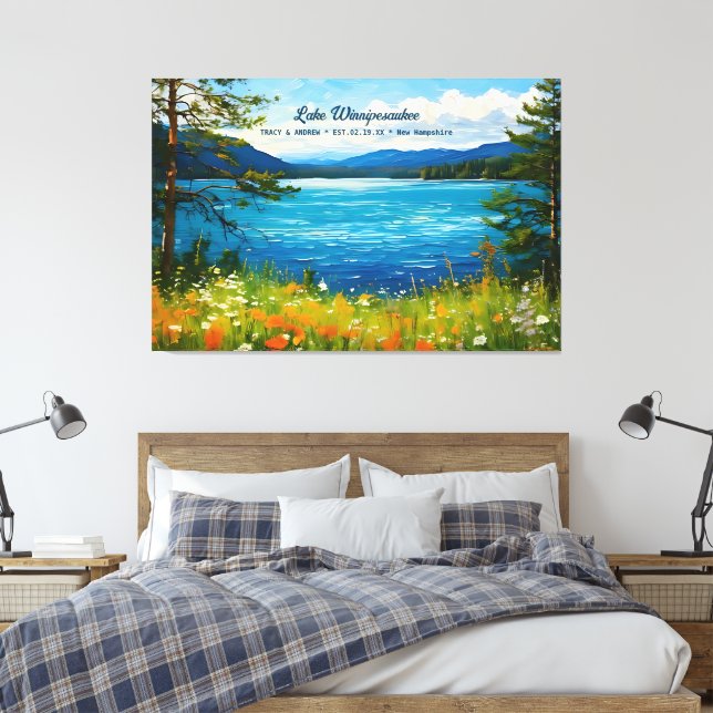 Sjö Winnipesaukee New Hampshire Home Wall Decor Canvastryck (Insitu (sovrum))