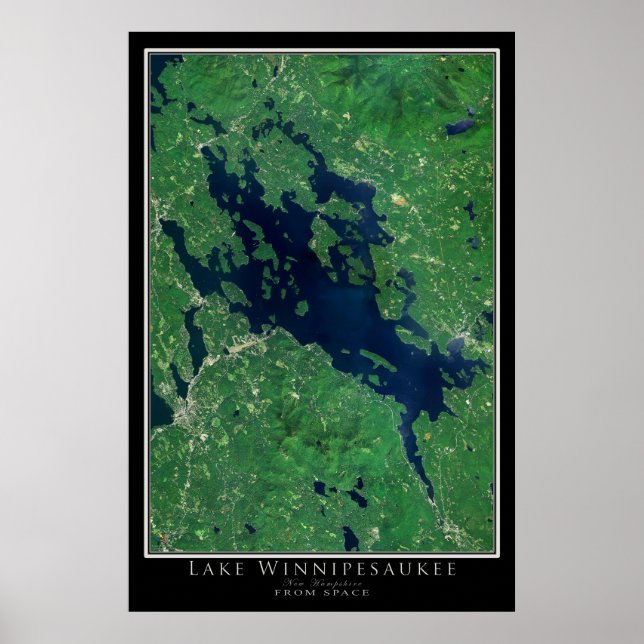 Sjö Winnipesaukee New Hampshire Satellite Karta Poster (Framsidan)