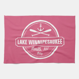 Sjö Winnipesaukee NH anpassningsbar town, namn, a Kökshandduk