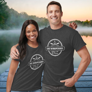 Sjö Winnipesaukee NH anpassningsbar town, namn, a Tee