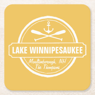 Sjö Winnipesaukee NH anpassningsbar town, namn, a Underlägg Papper Kvadrat