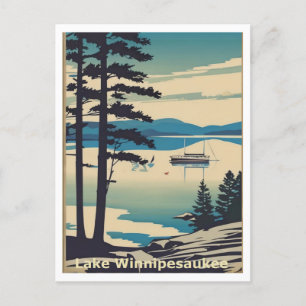 Sjö Winnipesaukee NH Quiet Sjö Scene Graphic Art Vykort