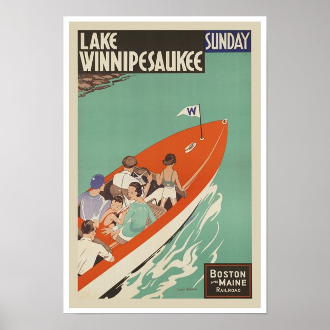 Sjö Winnipesaukee NH ~ Vintage resor Amerika Poster (Framsidan)