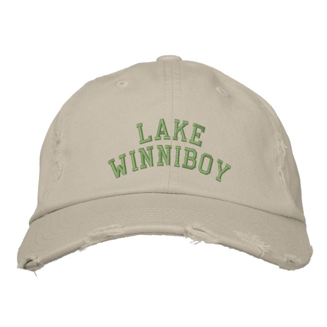 Sjö Winnipesaukee: SJÖ WINNIBOY Anpassningsbar Hat Broderad Keps (Framsida)