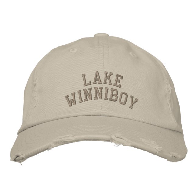 Sjö Winnipesaukee: SJÖ WINNIBOY Anpassningsbar Hat Broderad Keps (Framsida)