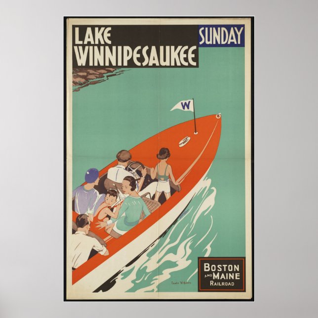 Sjö Winnipesaukee Vintage resor Poster Ad Retro (Framsidan)