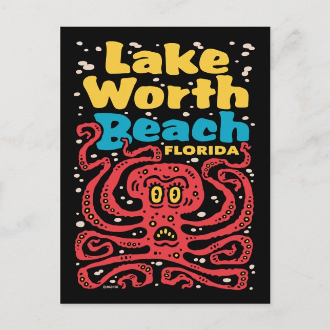 Sjö Worth Beach Florida Octopus Vykort (Framsida)