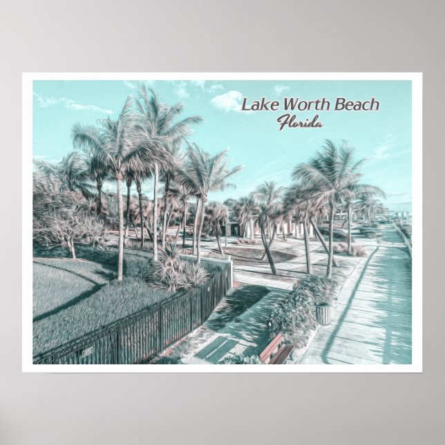 SJÖ WORTH BEACH - HANDFLATAN BEACH FLORIDA POSTER (Framsidan)
