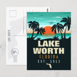 Sjö Worth Florida Retro Sunset Souvenirs 60-tal Vykort
