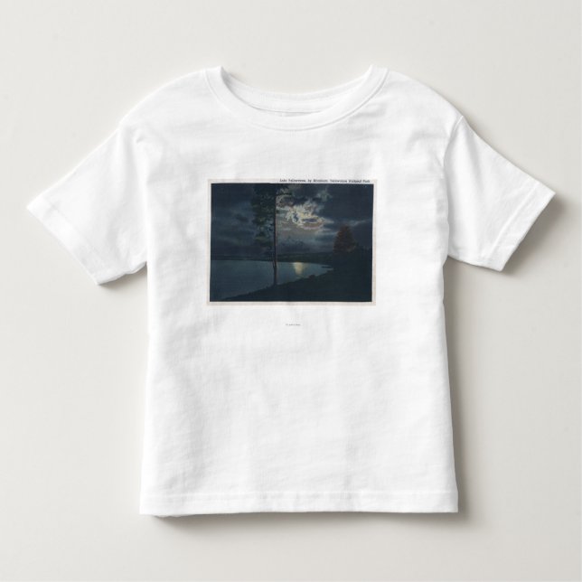 Sjö Yellowstone, WYView av sjön vid månsken T Shirt (Framsida)