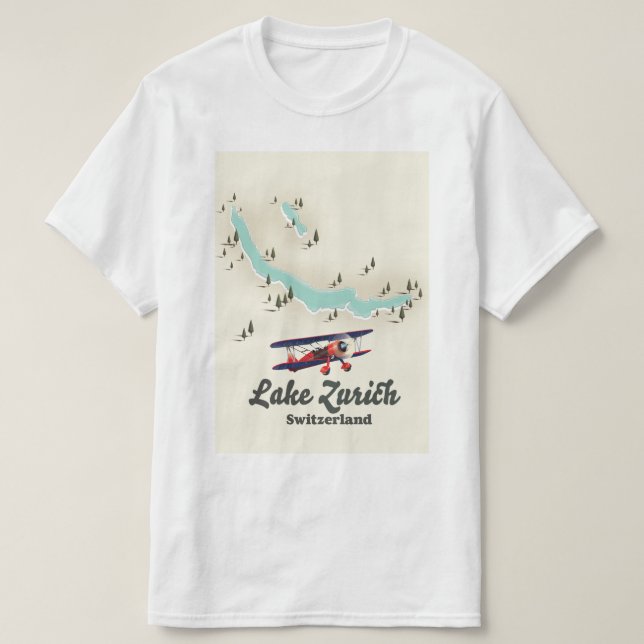 sjö Zürich Schweiz karta T Shirt (Design framsida)