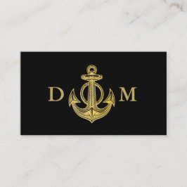 Sjöankare Båt Kapten Monogram Svart Visitkort