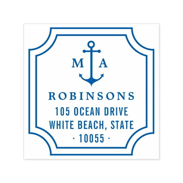 Sjöankare Dubbla Monogram Returadress Självfärgande Stämpel (Design)