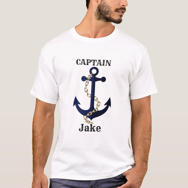 Sjöankare, kedja, personlig t shirt (Framsida)