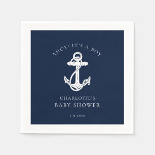Sjöankare Kust Pojke Bebis Baby Shower Papper Pappersservett