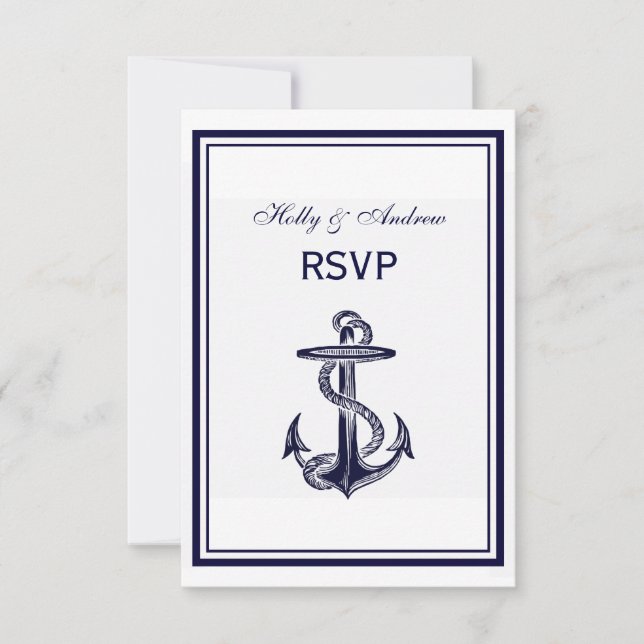 Sjöankare Marinblå Ramad 2V RSVP Meny (Framsida)