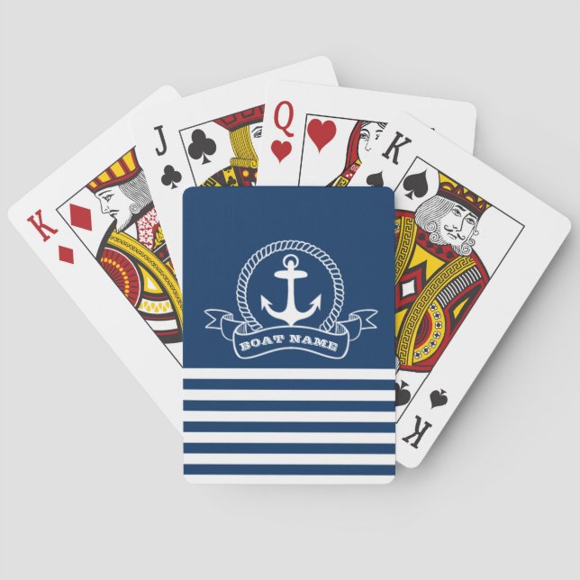 Sjöankare Marinblå Randig Casinokort (Baksidan)