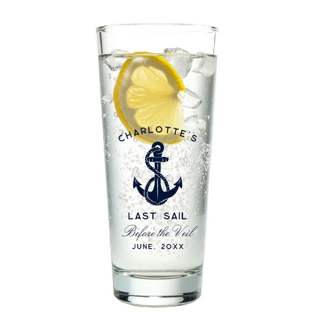 Sjöankare möhippa minnessgåva glaskopp (Nautical Anchor Bachelorette Party Keepsake Glass)