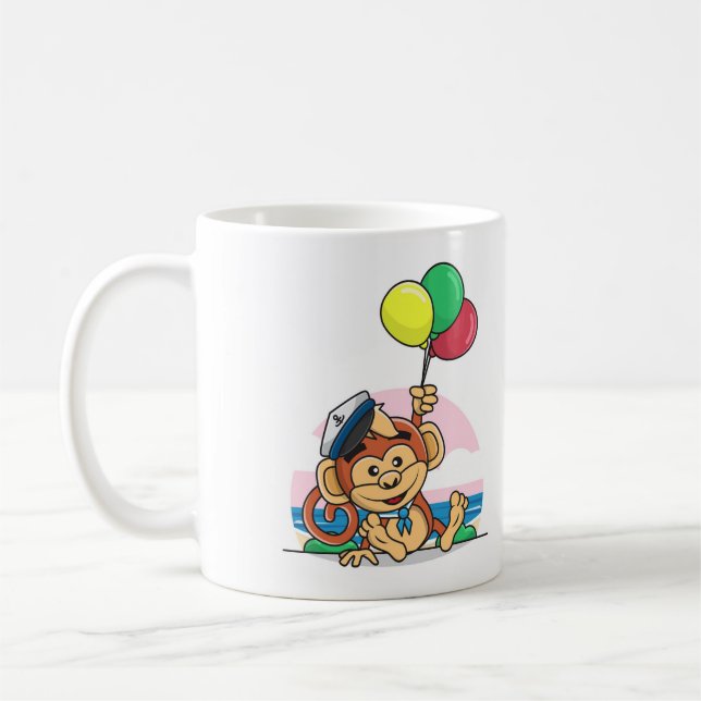 Sjöapa med färgglada ballonger kaffemugg (Vänster)