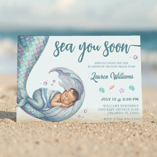 Sjöar dig snart Sjöjungfru Baby Shower Inbjudningar