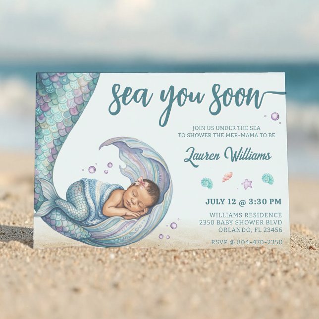 Sjöar dig snart Sjöjungfru Baby Shower Inbjudningar (Skapare uppladdad)