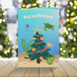 Sjöar och Hälsning Oceanen Julgran non-Photo Helgkort