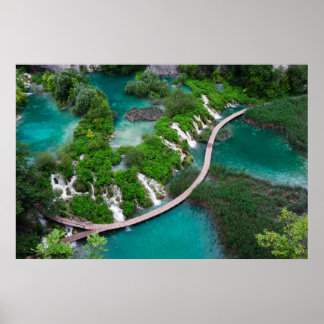 Sjöar och vattenfall fototryck. Plitvice Kroatien Poster