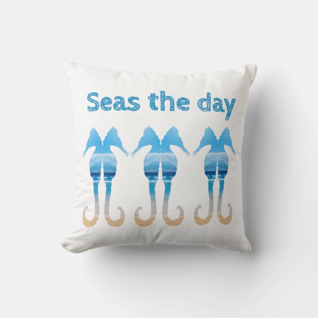 Sjöar Roligten Beach Quote Seahorse Kudde (Framsida)