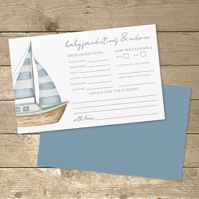 Sjöbabyshower Rådkort Förutsägelser (Nautical Baby Shower Advice Predictions Card)