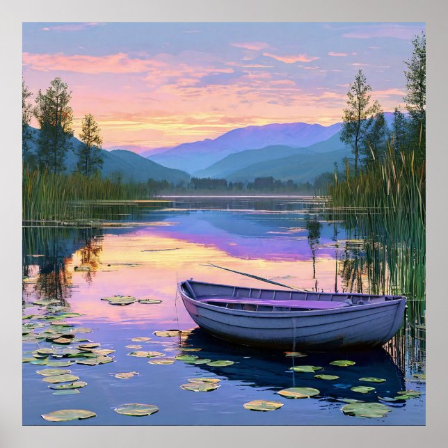 🚤 Sjöbåt Natur Väggdekoration Present För Hemmet Poster (Framsidan)