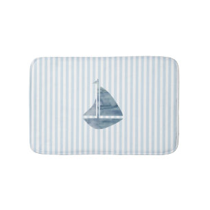 Sjöbåtsblå Rand Bath Mat Badrumsmatta