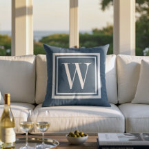 Sjöblå och vit klassisk fyrkantig monogram