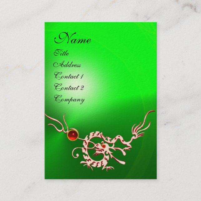 SJÖDRAGON 2 EMERALD MONOGRAM grönt vit röd Visitkort (Framsida)