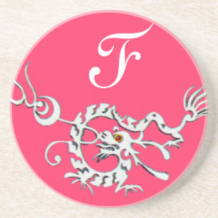 SJÖDRAGON 2 MONOGRAM rosa vit Underlägg